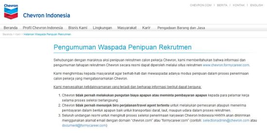 Email resmi Chevron Indonesia